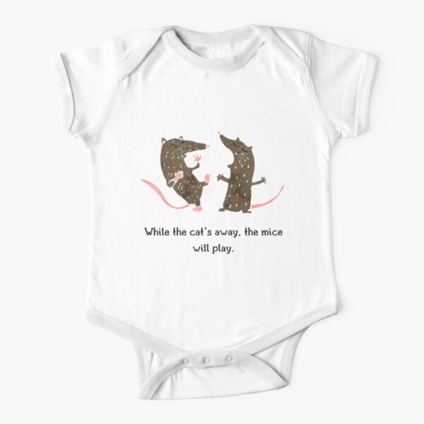 While the cat's away, the mice will play - Cat lover watercolor design Short Sleeve Baby One-Piece