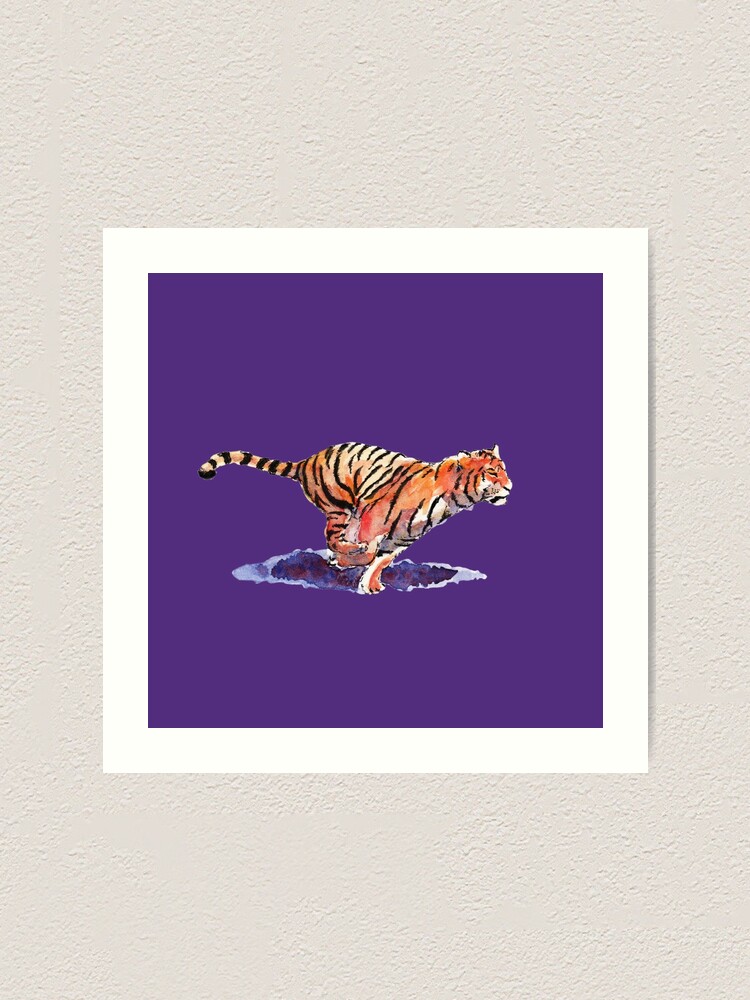 Thumbnail 2 of 3, Art Print, The Tiger - purple version designed and sold by dmtab.