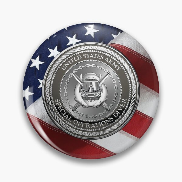 Item preview, U.S. Army Engineer Divers - Special Operations Diver Badge Special Edition over American Flag designed and sold by Serge Averbukh Art Studio.