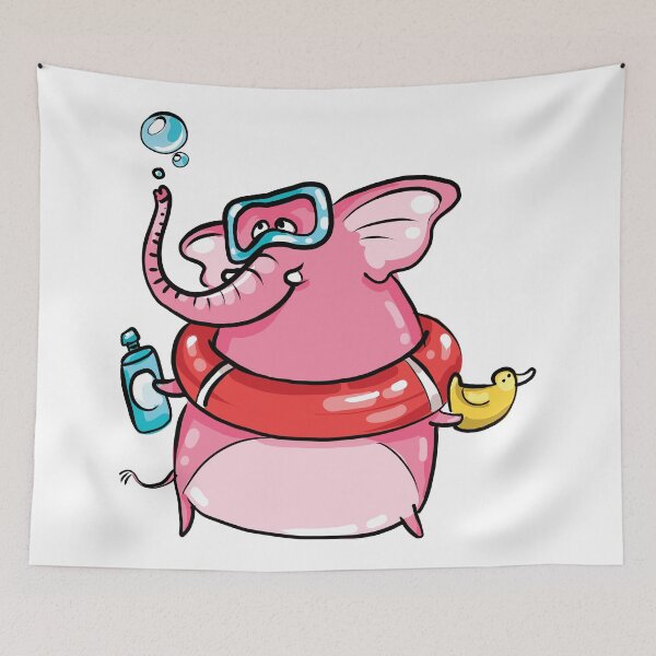 Artikelvorschau, Netter rosa Elefant, der ein Bad nimmt entworfen und verkauft von AnastasiaDesign.