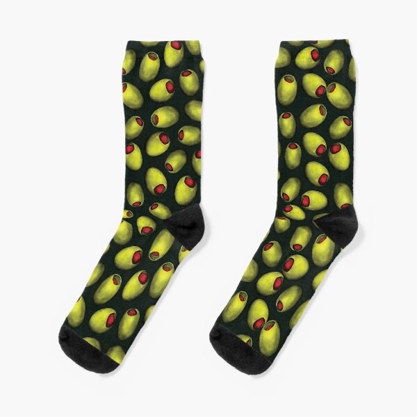 Green Olives with Red Pimentos - Novelty Food Pattern Socks