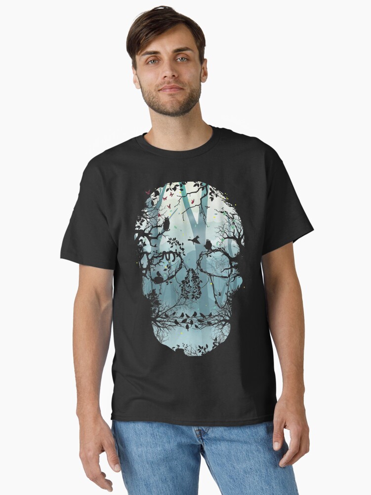 Thumbnail 1 of 7, Classic T-Shirt, Dark Forest Skull designed and sold by Sitchko.