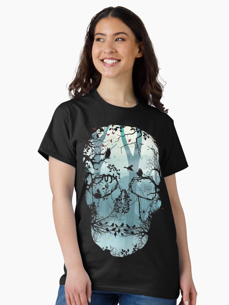 Thumbnail 2 of 7, Classic T-Shirt, Dark Forest Skull designed and sold by Sitchko.