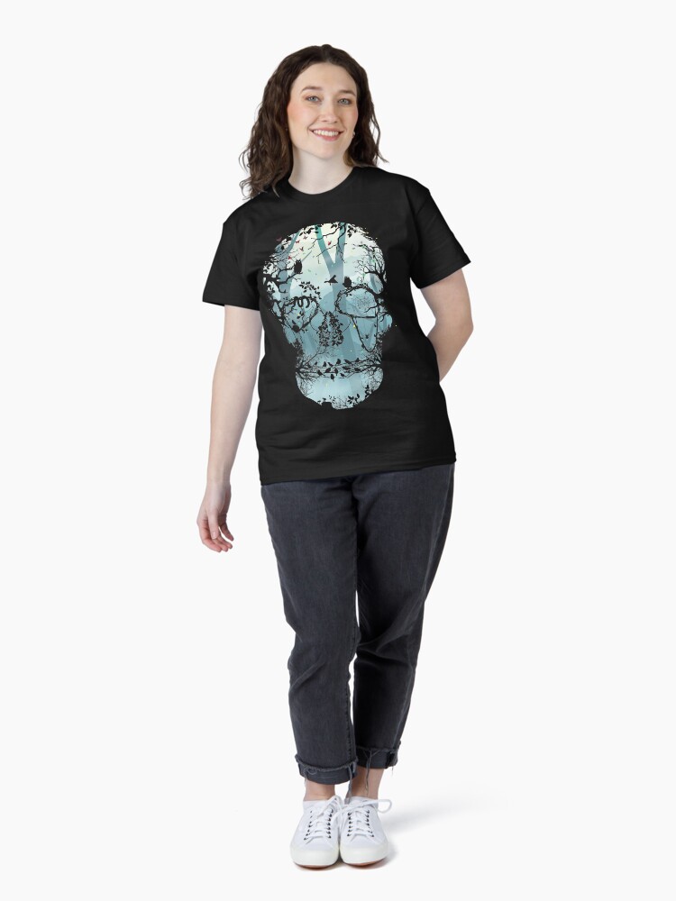Thumbnail 4 of 7, Classic T-Shirt, Dark Forest Skull designed and sold by Sitchko.