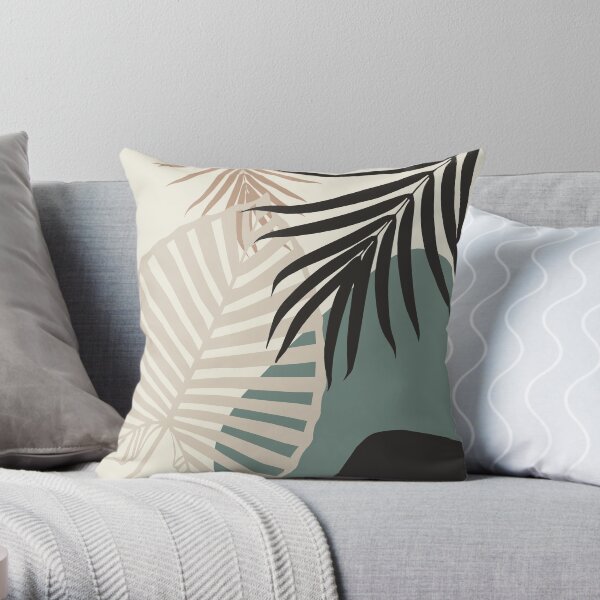 Minimal Tropical Palm Leaf Finesse #2 #tropical #decor #art Throw Pillow