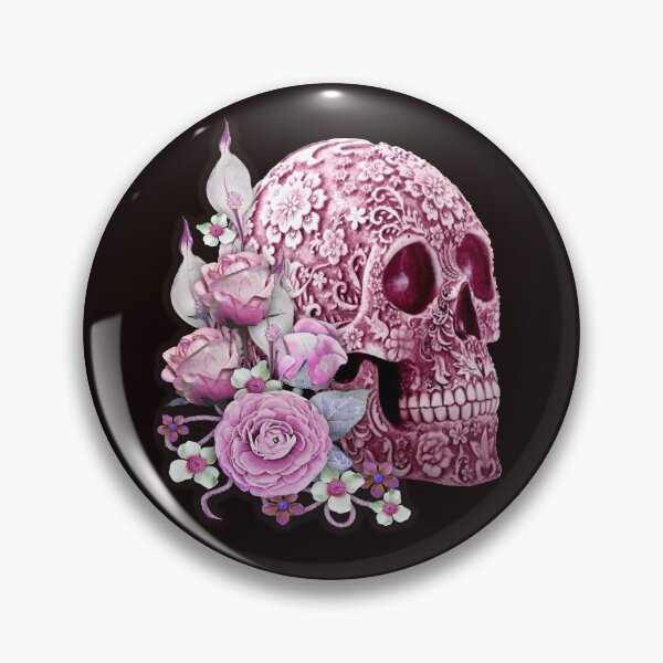Item preview, Pink Floral Pink Flowers Sugar Skull  designed and sold by Atteestude.