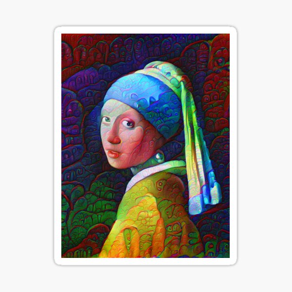 DeepDreamed "Girl with a Pearl Earring" Sticker