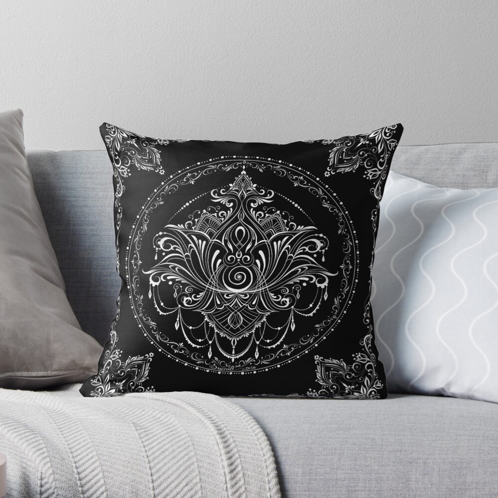 Lotus Goddess in White Throw Pillow