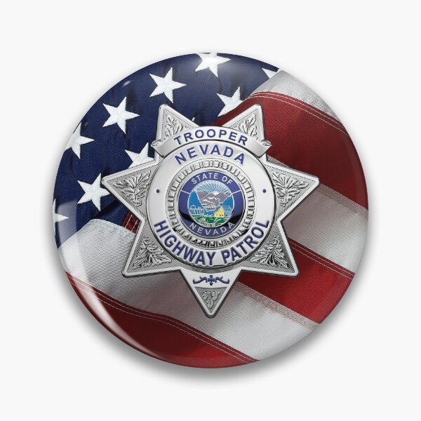 Item preview, Nevada Highway Patrol - NHP Trooper Badge over American Flag designed and sold by Serge Averbukh Art Studio.