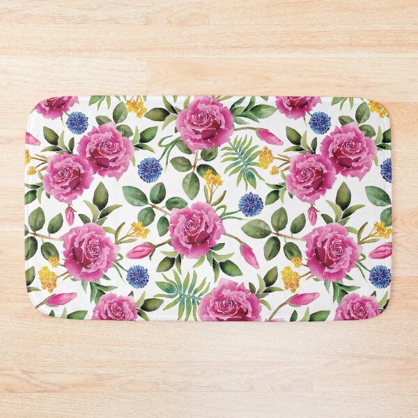 Item preview, Rosas de acuarela - rosa, azul, amarillo y verde floral / Botánico designed and sold by somecallmebeth.