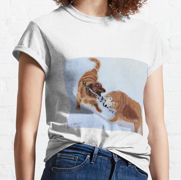 Golden Retrievers Playing in the Snow Classic T-Shirt