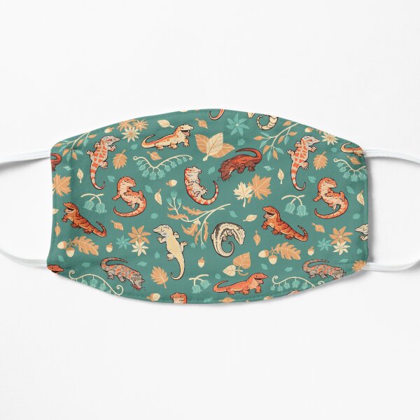 Autumn geckos in green Flat Mask