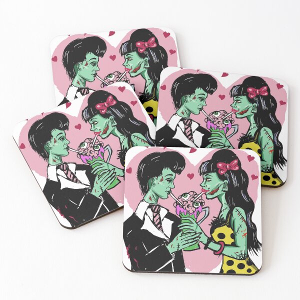 Item preview, Zombie Lovers Drinking Milkshake Retro Kitsch Fifties Teddy Boy Style designed and sold by lunaelizabeth.