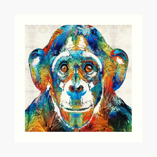 Colorful Chimp Art - Monkey Business - By Sharon Cummings Art Print