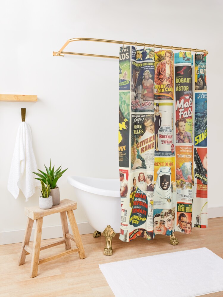 Alternate view of Classic Movie Poster Collage Shower Curtain