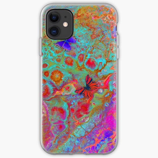 Rainbow Butterfly Pour Turquoise iPhone Soft Case