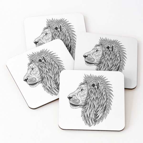 Item preview, Asiatic lion - big cat - ink illustration designed and sold by LorenDowding.