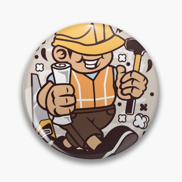 Item preview, Construction Worker Cartoon Character - Funny illustration for people who like building Fun ! designed and sold by Nickelparis.