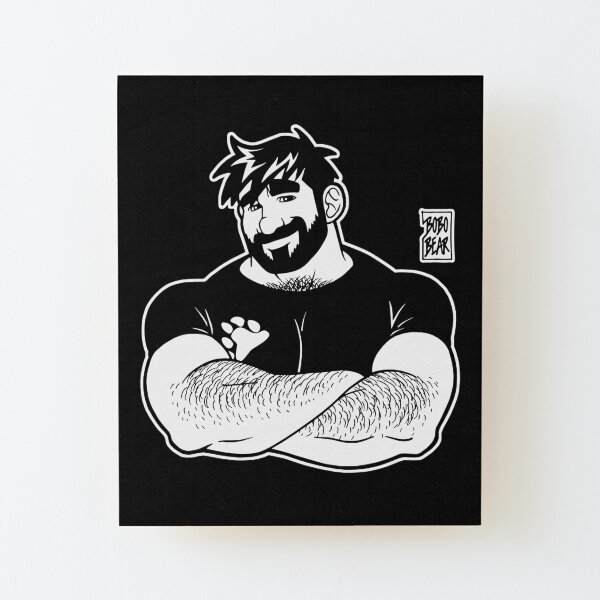 ADAM LIKES CROSSING ARMS - LINEART Wood Mounted Print