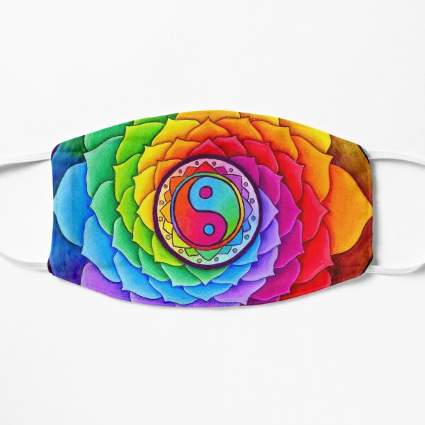 Healing Lotus Rainbow Yin Yang Psychedelic Mandala Flat Mask