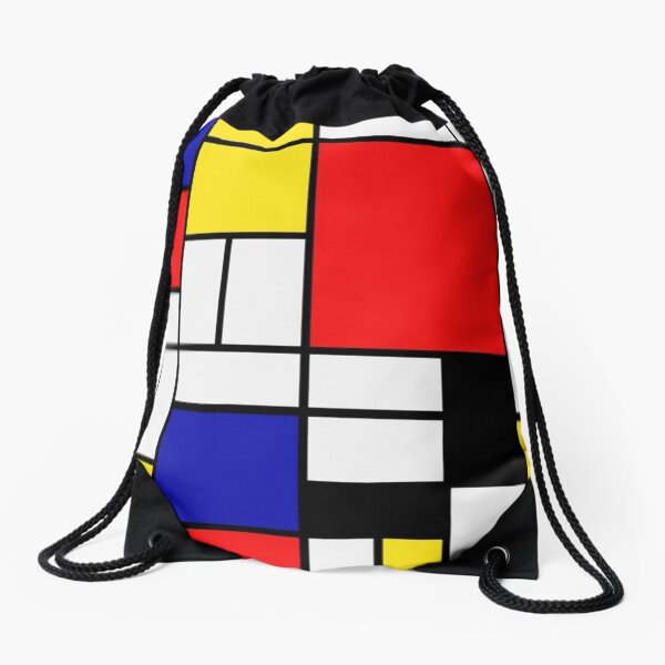 Mondrian abstract art design Drawstring Bag