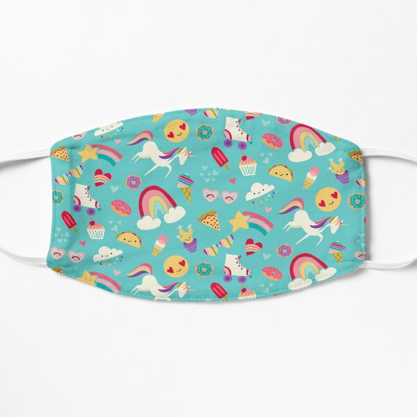 Tween Girl Icons Rainbows Emojis Licornes Patins À Roulettes Masque sans plis