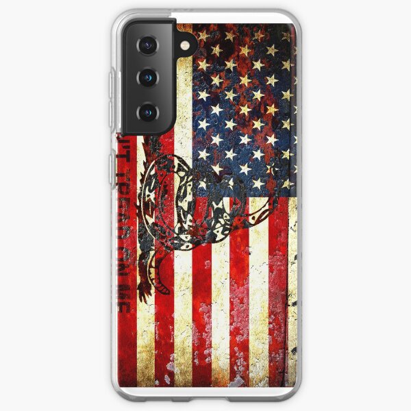 American Flag And Viper On Rusted Metal Door - Don't Tread On Me Samsung Galaxy Soft Case