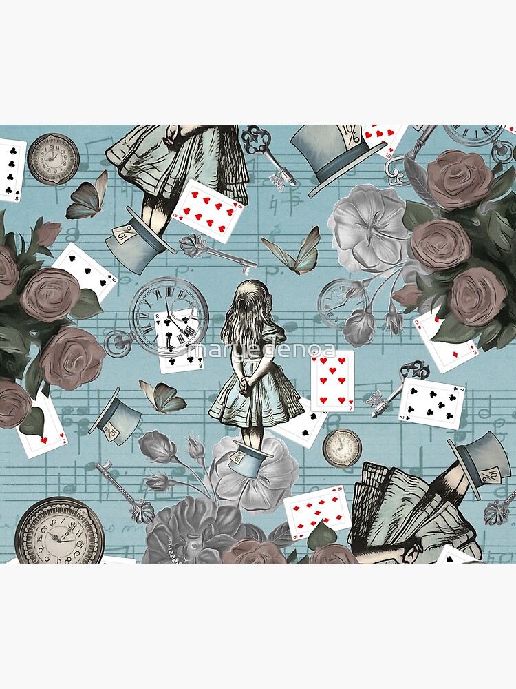 Alice In Wonderland Collage - Vintage Blue by maryedenoa