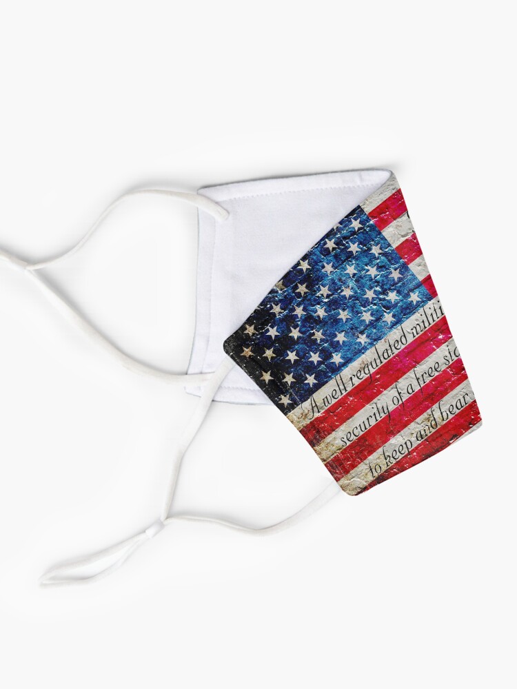 Alternate view of Distressed American Flag And Second Amendment On White Bricks Wall Mask