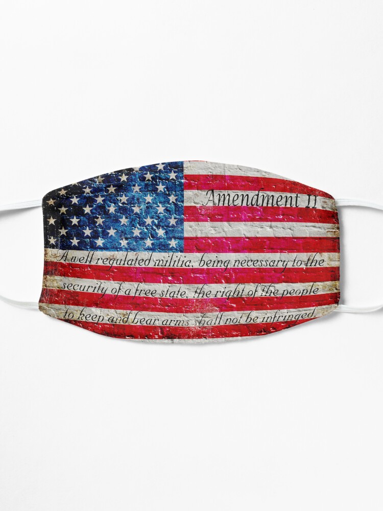 Alternate view of Distressed American Flag And Second Amendment On White Bricks Wall Mask