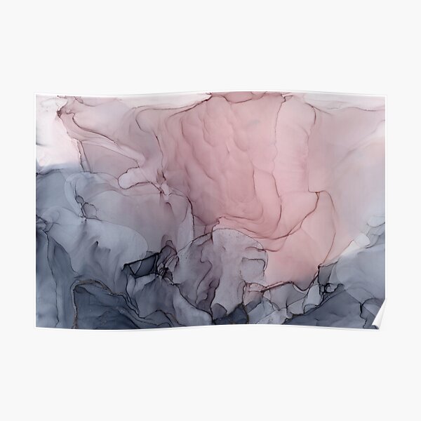Blush and Gray Flowing Ombre Abstract 1 Poster