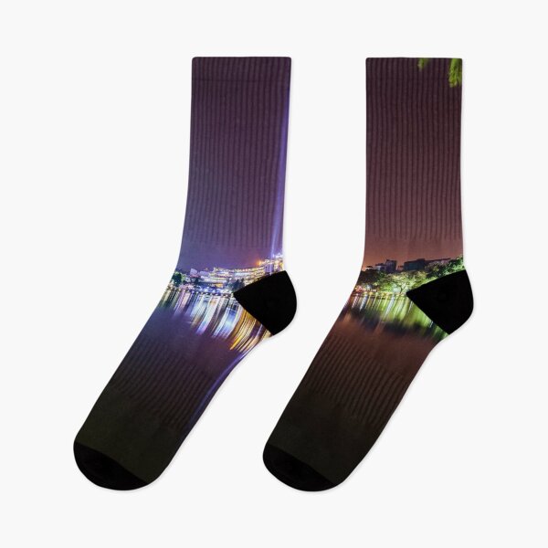 Item preview, Reflection of illuminated city in the lake designed and sold by RezieMart.