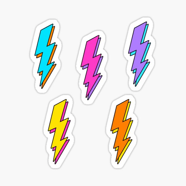 colorful lightning bolts Sticker