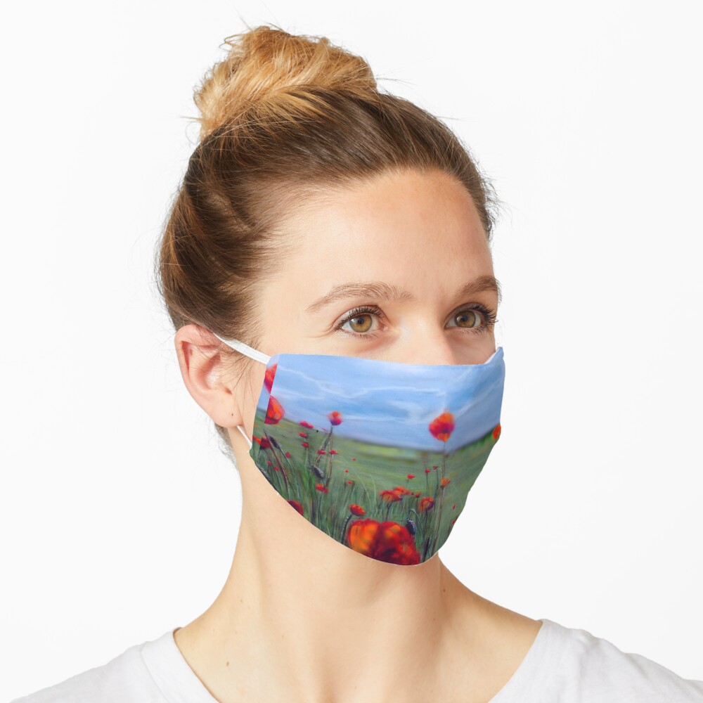 Poppy field painting Lest we forget Mask
