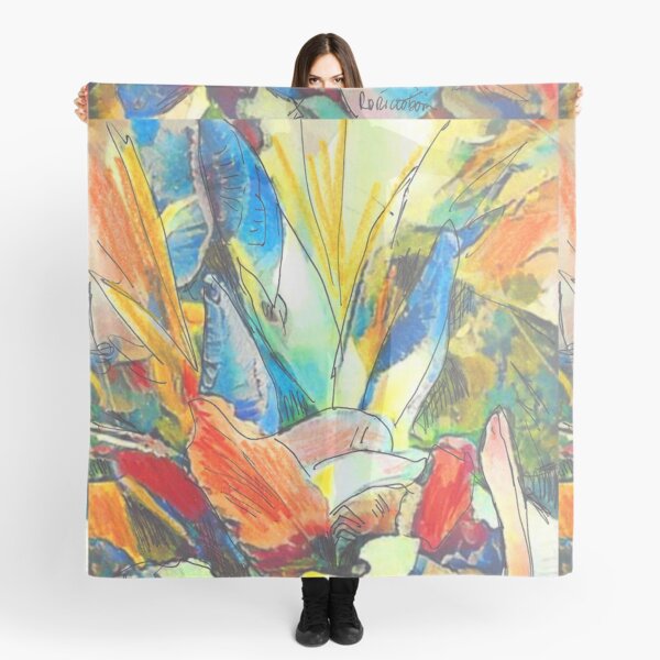 Iris Floral Abstract Design- Flower Picture Scarf