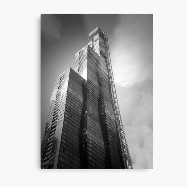 Chicago Skyscraper - Vista Tower Photograph in Black and White Metal Print