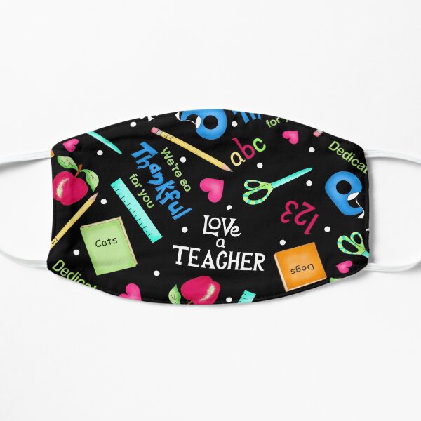Love a Teacher Word Art and Art Images Black Flat Mask