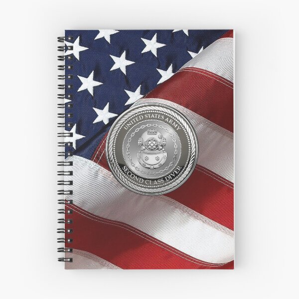 Artikelvorschau, U.S. Army Engineer Divers - Sonderausgabe des Taucherabzeichens zweiter Klasse über amerikanischer Flagge entworfen und verkauft von Serge Averbukh Art Studio.