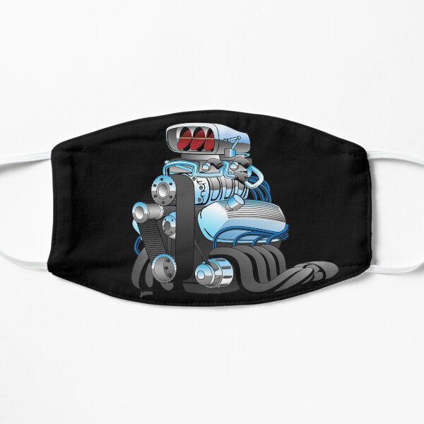 Hotrod Racing Car Engine Cartoon Illustration Flat Mask