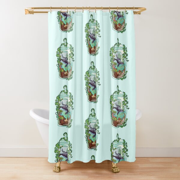 Whale Plant Terrarium Shower Curtain