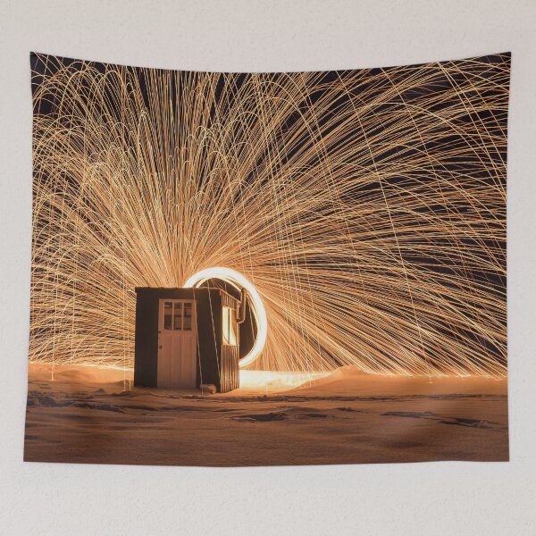Item preview, Light painting behind ice fishing hut designed and sold by RezieMart.