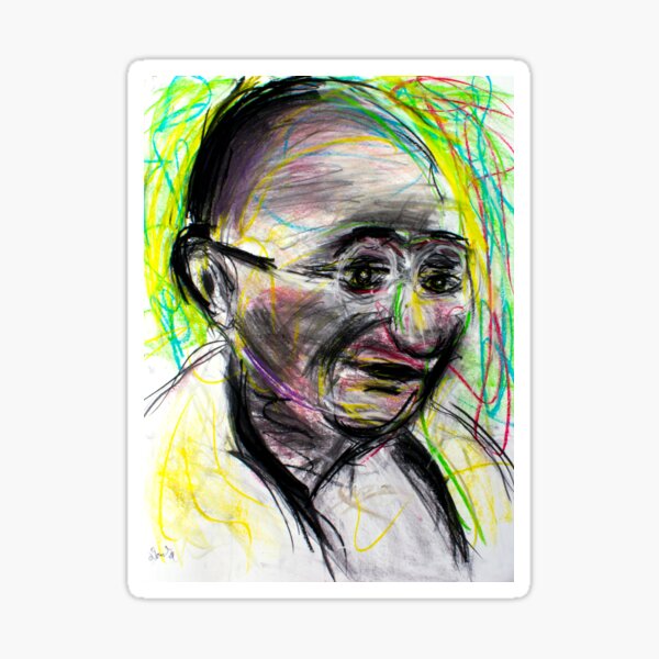 Gandhi with color Sticker