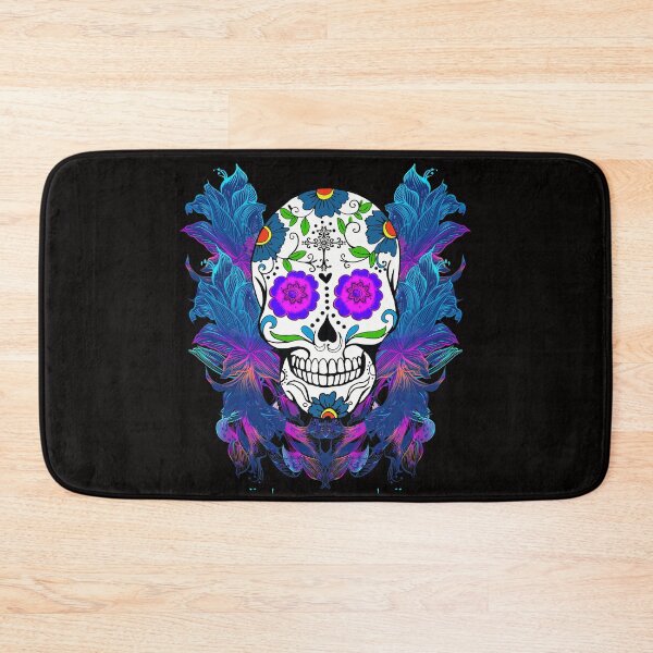 Item preview, Blue Purple Floral Sugar Skull Day Of The Dead designed and sold by Atteestude.