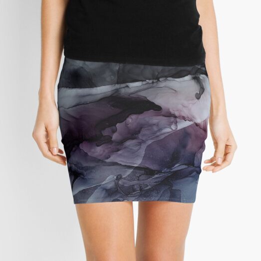 Moody Dark Chaos Inks Abstract Mini Skirt