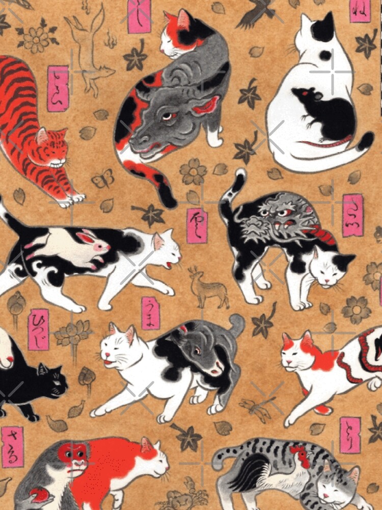 絵画　【壁掛け　Atukoさん】　THE cats Antique Japanese Woodblock Print Cats with Tattoos ~ Cat