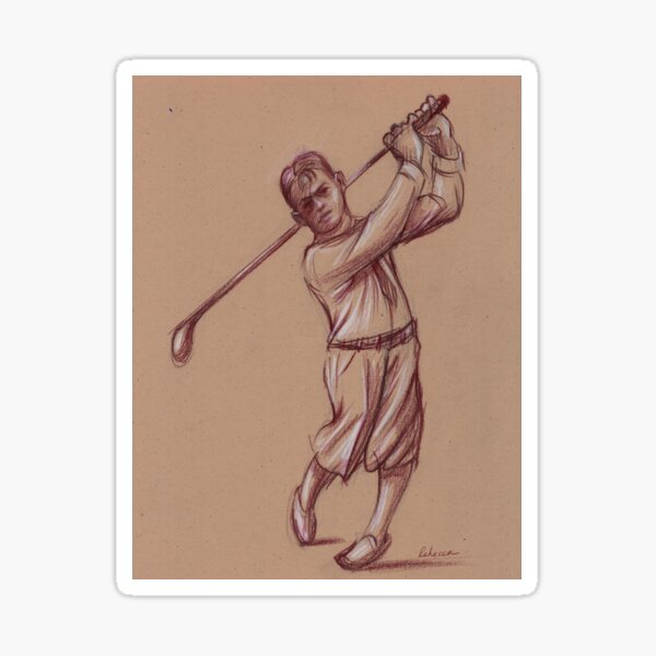 Bobby Jones - Pencil drawing of the Legendary Golfer Sticker