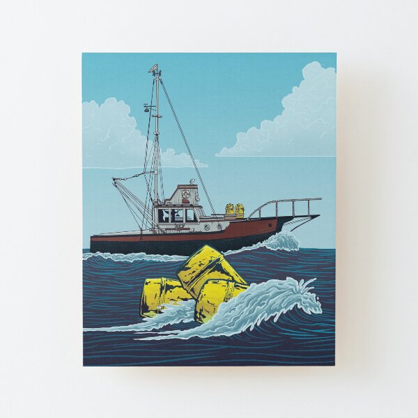 Jaws: The Orca Illustration Wood Mounted Print