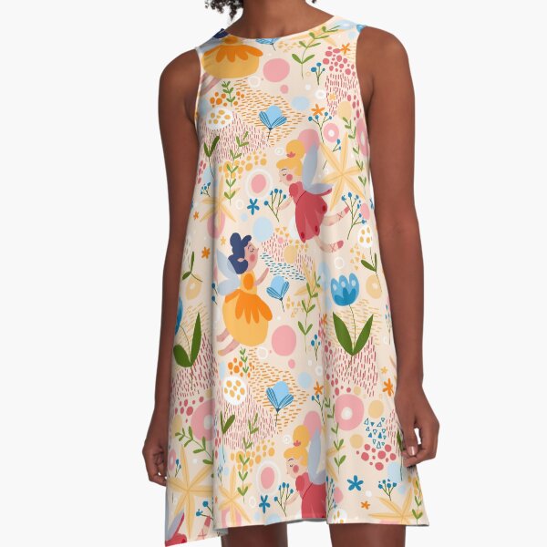 illustration of fairies and flowers A-Line Dress