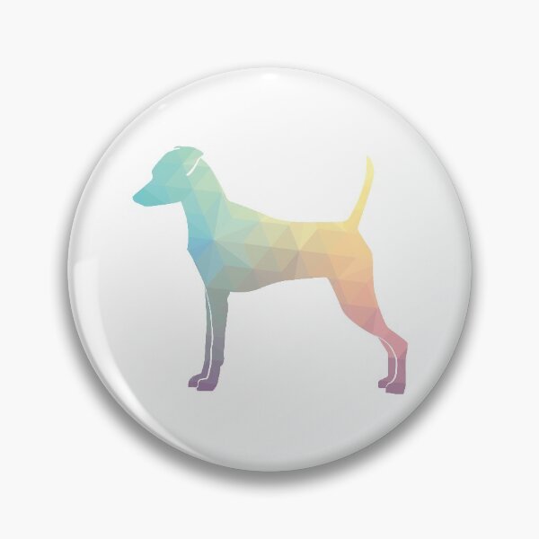 Min Pin with Natural Ears Dog Breed Geometric Pattern Silhouette Pastel Pin