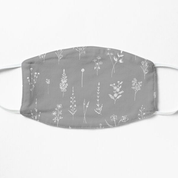 Gray Wildflowers Pattern Flat Mask